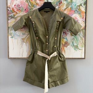 Alberto Makali Olive Green Romper with Cream Belt